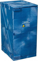 Eagle - 1 Door, 2 Shelf, Blue HDPE Stackable Safety Cabinet for Corrosive Chemicals - 36" High x 18" Wide x 22" Deep, Manual Closing Door, Hole for Lock, 12 Gal Capacity - Americas Industrial Supply