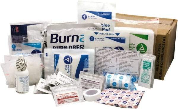 Medique - 62 Piece, 25 Person, Refill for Industrial First Aid Kit - Plastic Bag - Americas Industrial Supply