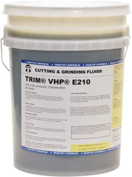 Master Fluid Solutions - Trim VHP E210, 5 Gal Pail Cutting & Grinding Fluid - Water Soluble, For Grinding, Drilling, Gundrilling, Gunreaming - Americas Industrial Supply