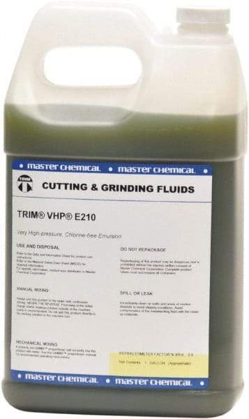 Master Fluid Solutions - Trim VHP E210, 1 Gal Bottle Emulsion Fluid - Water Soluble, For Cutting, Drilling, Sawing, Grinding - Americas Industrial Supply