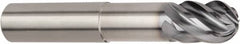 Kennametal - 3/8" Diam, 1/2" LOC, 6 Flute Solid Carbide Ball End Mill - AlTiN Finish, Single End, 6" OAL, 3/8" Shank Diam, Spiral Flute - Americas Industrial Supply