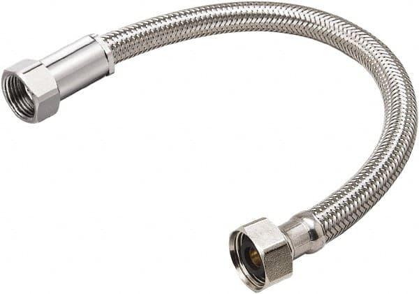 B&K Mueller - 1/2" FIP Inlet, 1/2" FIP Outlet, Stainless Steel Faucet Connector - Use with Faucets - Americas Industrial Supply