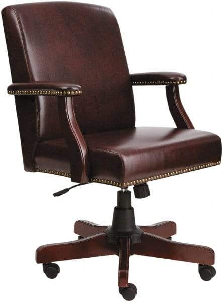 ALERA - 36-5/8 to 42-7/8" High Mid Back Chair - 26" Wide x 28" Deep, Vinyl Seat, Mahogany - Americas Industrial Supply