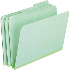 Pendaflex - 9-1/2 x 11-5/8", Letter Size, Green, File Folders with Top Tab - 25 Point Stock, Assorted Tab Cut Location - Americas Industrial Supply