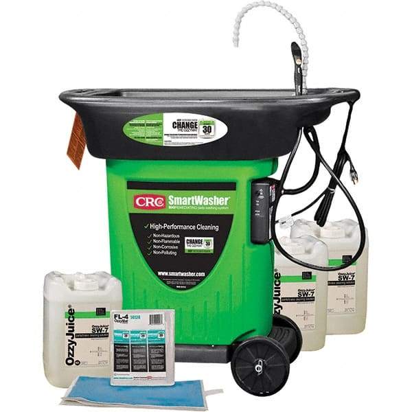 CRC - Free Standing Water-Based Mobile Parts Washer Kit - 25 Gal Max Operating Capacity, Plastic Tank, 42" Long x 48" Wide - Americas Industrial Supply