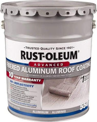 Rust-Oleum - 5 Gal Pail Aluminum Fibered Aluminum Roof Coating - 50 Sq Ft/Gal Coverage, 467 g/L VOC Content, Mildew Resistant, Long Term Durability & Weather Resistance - Americas Industrial Supply