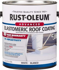 Rust-Oleum - 1 Gal Can White Elastomeric Roof Coating - 65 Sq Ft/Gal Coverage, Mildew Resistant, Long Term Durability & Weather Resistance - Americas Industrial Supply