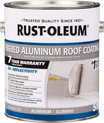 Rust-Oleum - 1 Gal Can Aluminum Fibered Aluminum Roof Coating - 50 Sq Ft/Gal Coverage, 459 g/L VOC Content, Mildew Resistant, Long Term Durability & Weather Resistance - Americas Industrial Supply