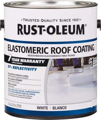 Rust-Oleum - 1 Gal Can White Elastomeric Roof Coating - 65 Sq Ft/Gal Coverage, Mildew Resistant, Long Term Durability & Weather Resistance - Americas Industrial Supply