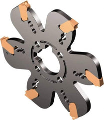 Sandvik Coromant - 0.2362" Cutting Width, 1.1811" Depth of Cut, 100mm Cutter Diam, 0.8661" Hole Diam, Indexable Slotting Cutter - 0.8661" Shank Diam, QD..X..C Toolholder, Right Hand Cutting Direction - Americas Industrial Supply