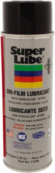 Synco Chemical - 5.25 oz Aerosol Can Dry Film Lubricant - White, -40°F to 500°F, Food Grade - Americas Industrial Supply