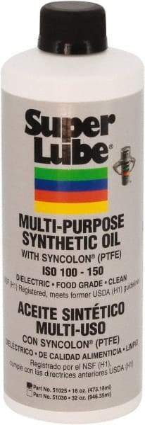 Synco Chemical - 1 Pint Bottle Oil with PTFE Direct Food Contact White Oil - Translucent, -45°F to 450°F, Food Grade - Americas Industrial Supply