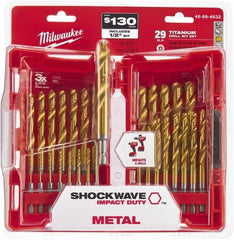 Milwaukee Tool - 1/16 to 1/2", 135° Point, TiN Finish, Steel Hex Shank Drill Bit Set - Americas Industrial Supply