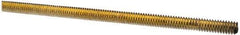 Value Collection - 1/4-20 UNC (Coarse), 6' Long, Alloy Steel Threaded Rod - Yellow Zinc-Plated Finish, Right Hand Thread - Americas Industrial Supply