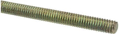 Value Collection - 5/16-18 UNC (Coarse), 3' Long, Alloy Steel Threaded Rod - Yellow Zinc-Plated Finish, Right Hand Thread - Americas Industrial Supply
