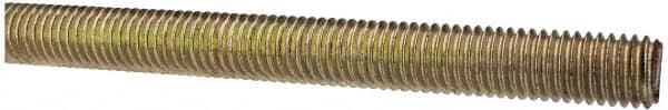 Value Collection - 1/2-13 UNC (Coarse), 3' Long, Alloy Steel Threaded Rod - Yellow Zinc-Plated Finish, Right Hand Thread - Americas Industrial Supply