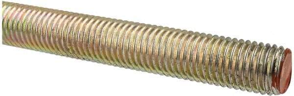 Value Collection - 3/4-10 UNC (Coarse), 3' Long, Alloy Steel Threaded Rod - Yellow Zinc-Plated Finish, Right Hand Thread - Americas Industrial Supply