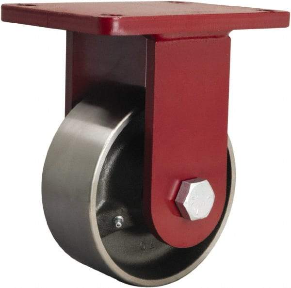 Hamilton - 6" Diam x 2-1/2" Wide x 8-1/2" OAH Top Plate Mount Rigid Caster - Forged Steel, 3,500 Lb Capacity, Straight Roller Bearing, 5-1/2 x 7-1/2" Plate - Americas Industrial Supply