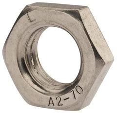 Value Collection - M18x2.50 Metric Coarse Stainless Steel Right Hand Hex Jam Nut - 27mm Across Flats, 9mm High, Uncoated - Americas Industrial Supply