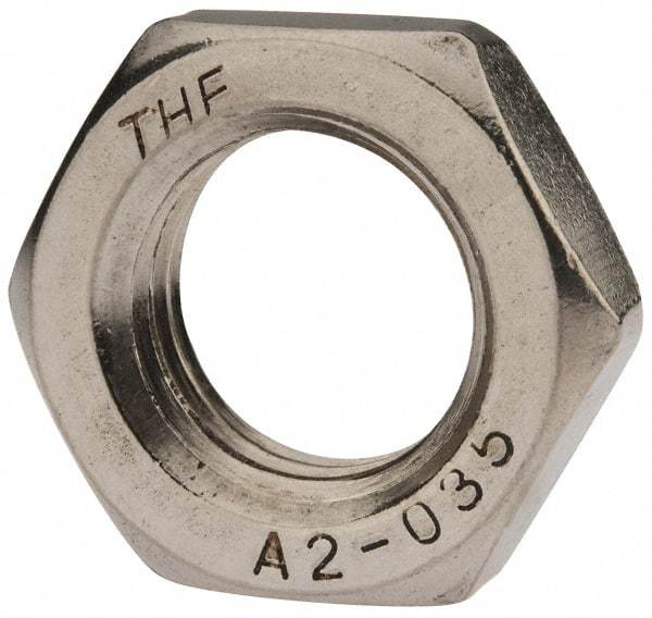 Value Collection - M24x3.00 Metric Coarse Stainless Steel Right Hand Hex Jam Nut - 36mm Across Flats, 12mm High, Uncoated - Americas Industrial Supply