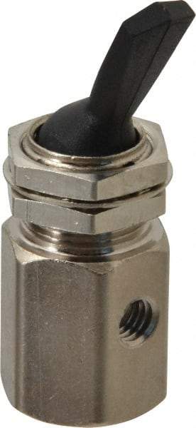 Specialty Mfr - 10-32 Non Exhaust Toggle Valve - 0.1 CV Rate, 150 Max psi, Detented Actuator - Americas Industrial Supply