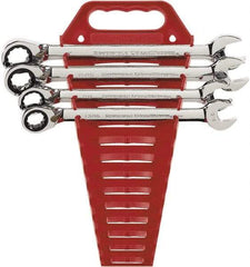 GearWrench - 4 Piece, 13/16" to 1", 12 Point Ratcheting Combination Wrench Set - Inch Measurement Standard, Chrome Finish, Comes in Plastic Rack - Americas Industrial Supply