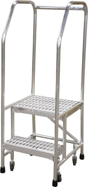 Cotterman - 50" 2 Step Rolling Warehouse Ladder - Rolling Safety Ladder, 350 Lb Capacity, 20" Platform Height, 26" Base Width x 23" Base Depth, Serrated - Americas Industrial Supply