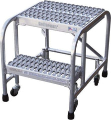 Cotterman - 20" 2 Step Rolling Warehouse Ladder - Rolling Safety Ladder, 350 Lb Capacity, 20" Platform Height, 18" Base Width x 23" Base Depth, Serrated - Americas Industrial Supply