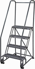 Cotterman - 70" 4 Step Rolling Warehouse Ladder - Tilt & Roll Safety Ladder, 450 Lb Capacity, 40" Platform Height, 28" Base Width x 37" Base Depth, Serrated Steel - Americas Industrial Supply