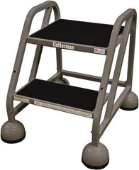 Cotterman - 33" 3 Step Rolling Warehouse Ladder - Rolling Steel Office Ladder, 450 Lb Capacity, 27" Platform Height, 25" Base Width x 34" Base Depth, Rubber Matted - Americas Industrial Supply