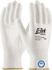 PIP - Size S (7), ANSI Cut Lvl A3, Puncture Lvl 1, Abrasion Lvl 4, Polyurethane Coated Dyneema Diamond HPPE liner Cut Resistant Gloves - 9.1" Long, Palm & Fingertips Coated, Dyneema Diamond Lining, Knit Wrist, White, Paired - Americas Industrial Supply