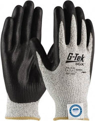 PIP - Size XL (10), ANSI Cut Lvl A3, Puncture Lvl 3, Abrasion Lvl 4, Nitrile Coated Dyneema Diamond HPPE liner Cut Resistant Gloves - 10.2" Long, Palm & Fingertips Coated, Dyneema Diamond Lining, Knit Wrist, White/Black, Paired - Americas Industrial Supply