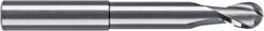 RobbJack - 1/4" Diam, 1/4" LOC, 2 Flute Solid Carbide Ball End Mill - Uncoated, Single End, 3" OAL, 1/4" Shank Diam, Spiral Flute - Americas Industrial Supply