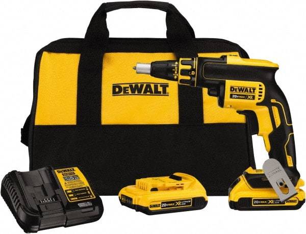 DeWALT - 20 Volt Lithium-Ion Battery Pistol Grip Cordless Screwdriver - 4,400 RPM, 266 In/Lb Torque - Americas Industrial Supply