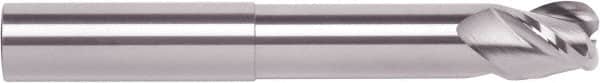 RobbJack - 1/2", 3 Flute, Single End, Solid Carbide, 0.09" Corner Radius End Mill - 5" OAL, 40° Helix, Right Hand Flute, 1/2" LOC, Right Hand Cut, 1-1/4" Extended Reach - Americas Industrial Supply
