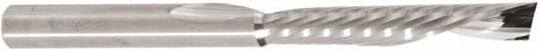 Amana Tool - 1/4" Cutting Diam x 1-1/2" Length of Cut, 1 Flute, Downcut Spiral Router Bit - Uncoated, Right Hand Cut, Solid Carbide, 3" OAL x 1/4" Shank Diam, 30° Helix Angle - Americas Industrial Supply