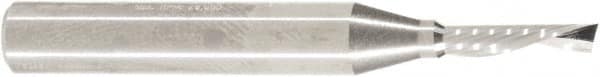 Amana Tool - 1/8" Cutting Diam x 1/2" Length of Cut, 1 Flute, Downcut Spiral Router Bit - Uncoated, Right Hand Cut, Solid Carbide, 2" OAL x 1/4" Shank Diam, 30° Helix Angle - Americas Industrial Supply