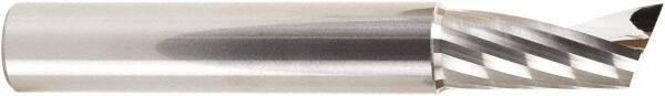 Amana Tool - 1/2" Cutting Diam x 1-1/8" Length of Cut, 1 Flute, Upcut Spiral Router Bit - Uncoated, Right Hand Cut, Solid Carbide, 3-1/2" OAL x 1/2" Shank Diam, 20° Helix Angle - Americas Industrial Supply
