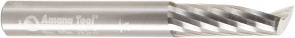 Amana Tool - 3/8" Cutting Diam x 1-1/8" Length of Cut, 1 Flute, Upcut Spiral Router Bit - Uncoated, Right Hand Cut, Solid Carbide, 3" OAL x 3/8" Shank Diam, 20° Helix Angle - Americas Industrial Supply