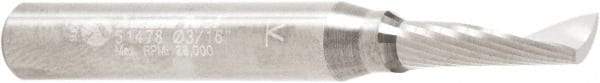 Amana Tool - 3/16" Cutting Diam x 5/8" Length of Cut, 1 Flute, Upcut Spiral Router Bit - Uncoated, Right Hand Cut, Solid Carbide, 2" OAL x 1/4" Shank Diam, 30° Helix Angle - Americas Industrial Supply