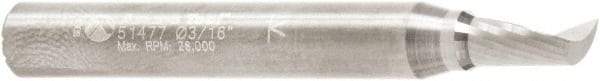 Amana Tool - 3/16" Cutting Diam x 3/8" Length of Cut, 1 Flute, Upcut Spiral Router Bit - Uncoated, Right Hand Cut, Solid Carbide, 2" OAL x 1/4" Shank Diam, 30° Helix Angle - Americas Industrial Supply