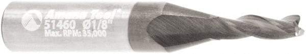 Amana Tool - 1/8" Cutting Diam x 3/8" Length of Cut, 3 Flute, Upcut Spiral Router Bit - AlTiN Coated, Right Hand Cut, Solid Carbide, 1-1/2" OAL x 1/4" Shank Diam, Flute, 30° Helix Angle - Americas Industrial Supply