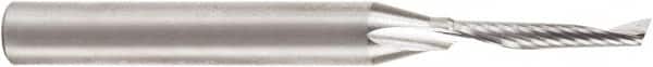 Amana Tool - 1/8" Cutting Diam x 3/4" Length of Cut, 1 Flute, Upcut Spiral Router Bit - Uncoated, Right Hand Cut, Solid Carbide, 2-1/2" OAL x 1/4" Shank Diam, 30° Helix Angle - Americas Industrial Supply