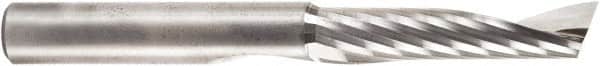 Amana Tool - 3/8" Cutting Diam x 1-5/8" Length of Cut, 1 Flute, Upcut Spiral Router Bit - Uncoated, Right Hand Cut, Solid Carbide, 3-1/2" OAL x 3/8" Shank Diam, 30° Helix Angle - Americas Industrial Supply