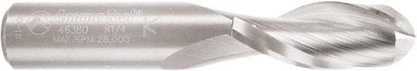 Amana Tool - 1/2" Cutting Diam x 1-1/4" Length of Cut, 2 Flute, Upcut Spiral Router Bit - Uncoated, Right Hand Cut, Solid Carbide, 3" OAL x 1/2" Shank Diam, Core Box, 30° Helix Angle - Americas Industrial Supply