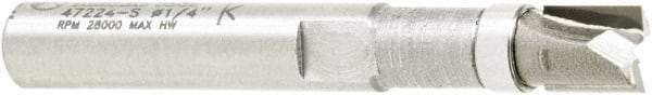 Amana Tool - 1/4" Cut Diam, 1/4" Length of Cut, 2 Flute Flush Trim Edge Profile Router Bit - Carbide-Tipped, 1/4" Shank Diam, 3/4" Shank Length, 1-15/16" OAL, Uncoated - Americas Industrial Supply
