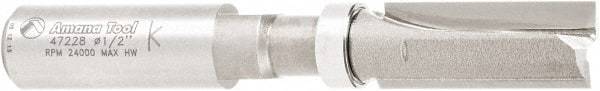 Amana Tool - 1/2" Cut Diam, 1-1/4" Length of Cut, 2 Flute Flush Trim Edge Profile Router Bit - Carbide-Tipped, 1/2" Shank Diam, 1" Shank Length, 3-1/2" OAL, Uncoated - Americas Industrial Supply