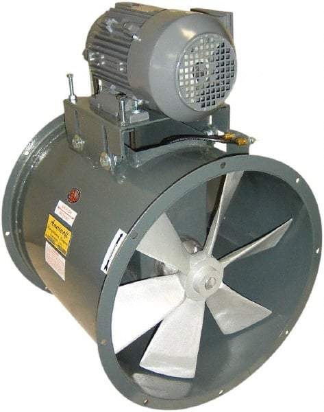 Americraft - 5 hp 42" Explosion Proof Wet Location Belt Drive Tube Axial Duct Fan - 26,900 CFM at 0 Static Pressure, 850 RPM, Three Phase - Americas Industrial Supply