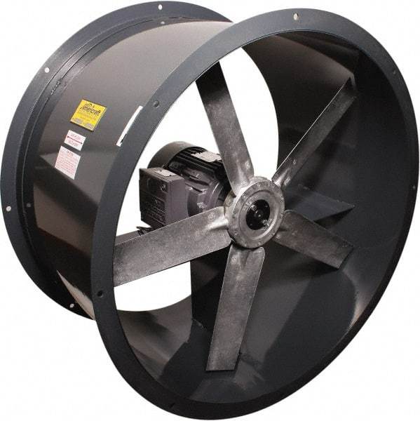 Americraft - 3/4 hp 30" TEFC Direct Drive Tube Axial Duct Fan - 10,440 CFM at 0 Static Pressure, 1,140 RPM, Three Phase - Americas Industrial Supply
