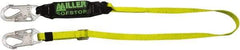 Miller - 6' Long, 310 Lb Capacity, 1 Leg Locking Snap Hook Harness Shock Absorbing Lanyard - 1-1/2" Diam, Polyester Webbing, Locking Snap Hook Anchorage Connection - Americas Industrial Supply